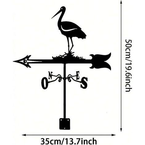 Girouette décorative en forme de grue, installée sur le toit, utilisée comme girouette extérieure pour le jardin (1/4)