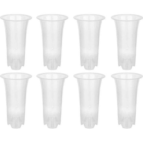 Pots de fleurs transparents de 12,5 cm (8 pièces) en plastique avec trous, idéaux pour les orchidées et autres plantes d'intérieur. (1/5)