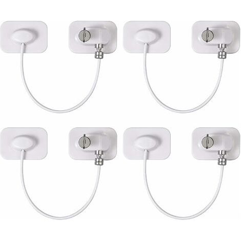 4PCS Sécurité Fenêtre Sécurité Verrouillage de porte Réfrigérateur avec clé Congélateur Adhésif Safety Fenêtre Château Enfants Sécurité pour tiroir Four Scure (1/5)