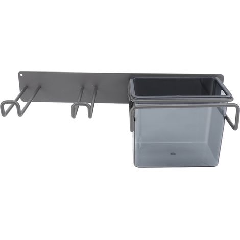Supporto per asciugacapelli, struttura in acciaio al carbonio, montaggio a parete in metallo, organizer per asciugacapelli, scaffale multifunzionale per il bagno, nero. (1/5)