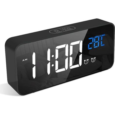 Réveil Numérique, Alarm Réveil LED avec Fonction Snooze, Charge des Ports USB (Noir) (1/4)