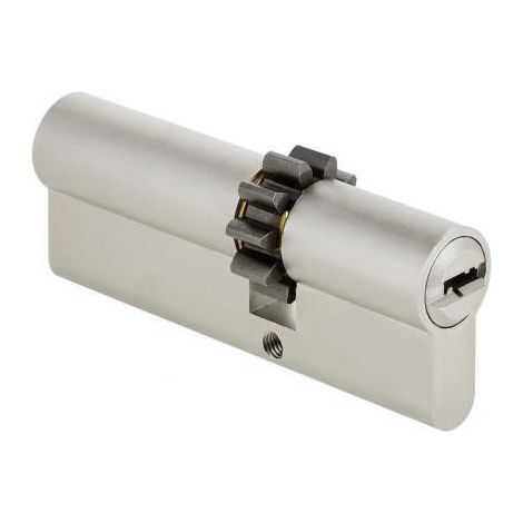 Cylindre double entrée pour serrure 12217 – Longueur 60 mm – 4 clés réversibles – Roue dentée 10 dents – Pour porte 45 mm – Devismes