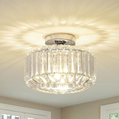 Plafonnier en Cristal Moderne pour Salon, Chambre avec Abat-jour en Verre - Lustre Chrome pour Salle à Manger et Cuisine (1/5)