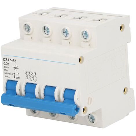 Mini 4P MCB Circuit Breaker DIN Rail Mount 6000A Breaking Capacity 400V 20A for Home (1/5)
