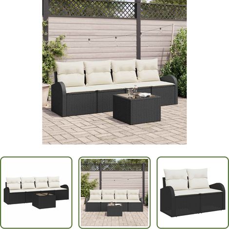 Terrassensofa -  Gartensofa-set Schwarz 55 x 55 x 37 cm Poly-Rattan (1/5)