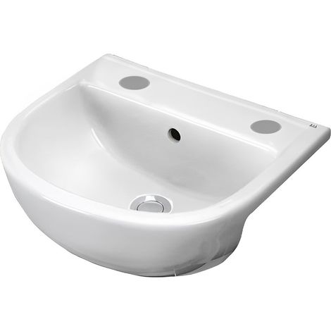 RAK Compact 550mm Semi Recessed Basin with 2 Tap Holes - CO2201NCHAWHA (1/2)