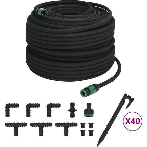vidaXL Tubo di Irrigazione da Giardino Nero 0,6" 100 m in Gomma