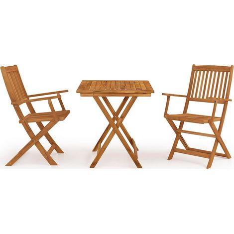 Garden Dining Set  Wooden Brown  Solid Acacia wood  Compact  Foldable vidaXL