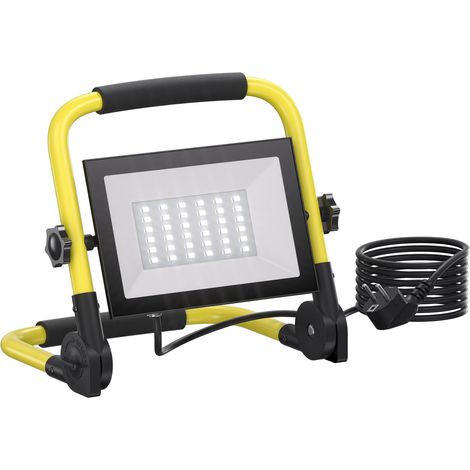 Projecteur de chantier LED, 30 W, 3000 lm, avec trépied et câble de 3 m, étanche IP66, avec prise européenne, lumière blanche froide 6500 K, lampe de chantier pour atelier ou chantier, garage (1/5)