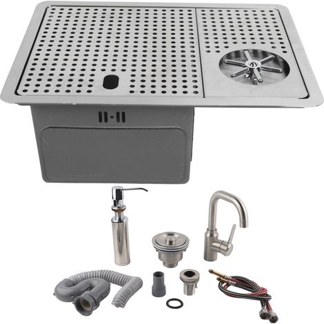 Ensemble de rinçage de tasses d'évier de cuisine, Machine commerciale de nettoyage de verre en acier inoxydable 304 pour bar8p-11 avec robinet