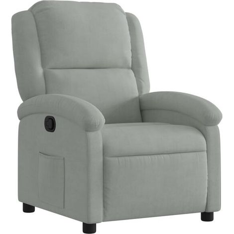 Fauteuil lounge en velours gris clair (1/5)