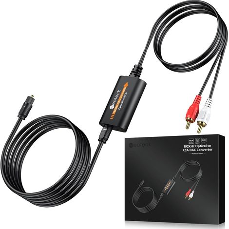 Convertisseur DAC Numérique SPDIF Coaxial Toslink vers Analogique Stéréo L/R RCA Jack Audio 3,5 mm, avec Câble Optique Alimentation USB pour Xbox HD DVD Boîtier Décodeur Home Cinéma Système (1/5)
