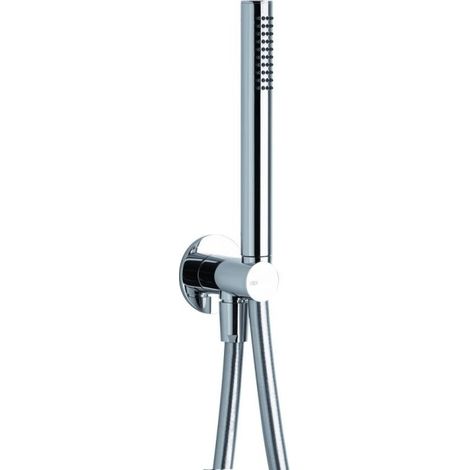 Kit douchette complet chromé effet pluie 1 jet avec flexible PVC métallisé 150 cm - THEWA KI091CR