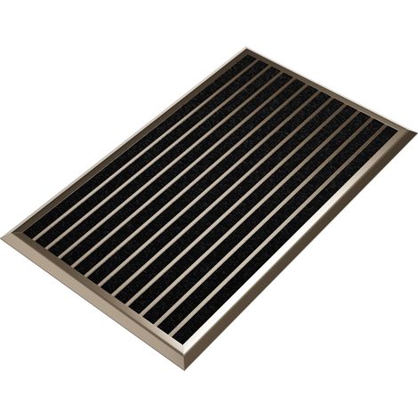 Tapis d'entrée extérieur 55x90 cm, paillasson extérieur avec Bord en Aluminium doré et revêtement en polypropylène, Tapis d'extérieur résistant à la Pluie, Tapis de Porte pour entrée (1/5)