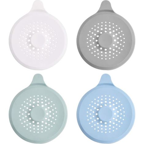 Set mit 4 Silikon-Abflusssieben, 14 cm Küchenspülensieb, Badewannenabflussfilter, Duschhaarfilter