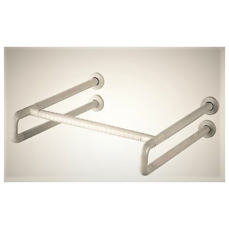 Corrimano a muro, doppio braccio - Nylon bianco - Antibatterico