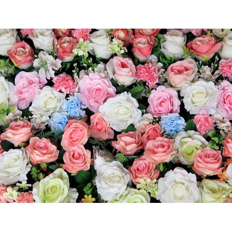 papier peint panoramique roses rose, vert et blanc  - Sanders & Sanders