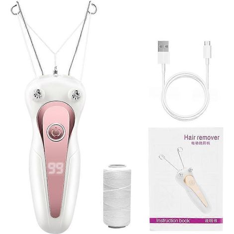 Épilateur électrique pour le corps et le cou, avec fil de coton. Rechargeable et utilisable sur les jambes, les bras et le cou.-AquaForge