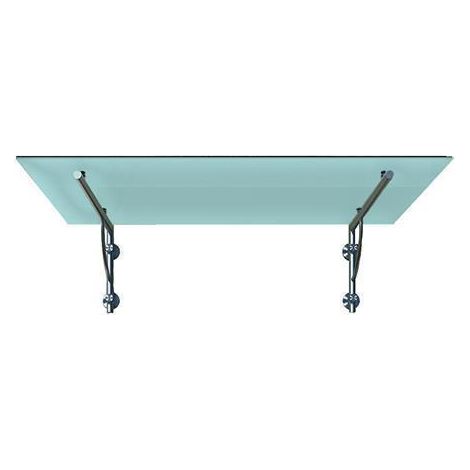 BuyLando (LB) 200x90 cm Milchglas Glasvordach inkl. Edelstahlhalter gebürstet (1/4)