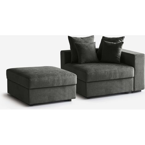Poltrona modulare personalizzabile con pouf idrorepellente Cortina N SX - Grigio Scuro