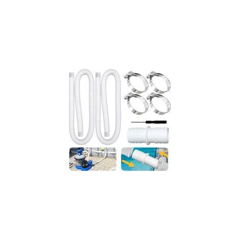 tuyau piscin 32mm 2Pcs 32mm Tuyau pour Piscines Hors Sol,tuyau de pompe filtre à sable piscines avec 4 colliers de serrage en métal pour Piscines 150cm