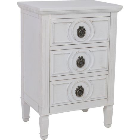 Mesita de noche de madera blanca 46x32.5x67h cm (1/5)