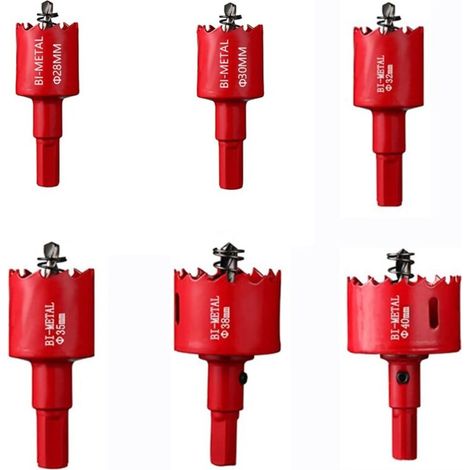 [NIEMALS VERWENDET] HSS-Bimetall-Lochsäge mit Schaft für Holz und Metall, zum Bohren von Platten und Kunststoff (28 mm + 30 mm + 32 mm + 35 mm + 38 mm + 40 mm)