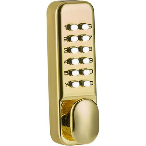 Mechanical Code Door Lock, Gold Combination Number Code Keyless Password Lock with Handle for Door, Gold (1/5)