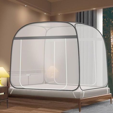 Moustiquaire de lit 220×200×155 cm - Pliable & portable - Double porte en U - Maille respirante (1/4)