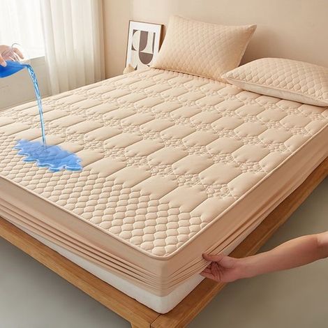 Coprimaterasso + 2 federe, strato in TPU per un utilizzo impermeabile e traspirante, per materassi fino a 28 cm di spessore, motivo a rombi (1/5)