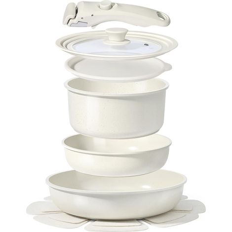 Non-Stick Ceramic Cookware Set with Removable Handle, 8 Pieces (1/5)