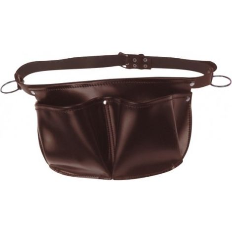 Jouanel – Tablier de protection TABCH – Cuir lisse brun pour charpente – 2 poches à clous – Ceinture cuir 25mm avec boucle métal (1/5)