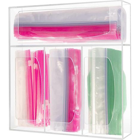 Aufbewahrungsbox aus Acryl-Ziplock-Beuteln, Spender für Lebensmittelaufbewahrungsbeutel, Organizer für Sandwiches und Snacks in verschiedenen Größen, Behälterhalter (1/5)