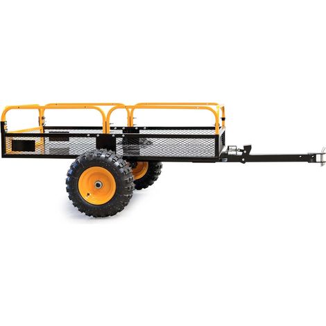 Wiltec Remorque basculante – 2100 x 1200 x 70 mm – capacité 450 kg – en Acier – avec Grille et Parois Amovibles – pour Tondeuse autoportée ATV Jardinage Transport (1/5)