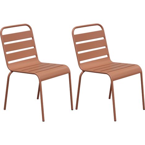 Lot de 2 chaises de jardin en métal terracotta - BACA