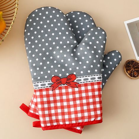 Küchenhandschuhe, hitzebeständige Handschuhe, hitzebeständige Matten, rutschfeste und hitzebeständige Kochhandschuhe, Gebäckhandschuhe aus Polyester/Baumwolle, geeignet zum Kochen, Backen und Grillen
