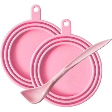 Lot canin réutilisable : couvercle de conserve + cuillère longue manche, set fraîcheur pour alimentation chien, kit scellage boîte métal.