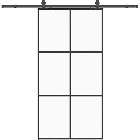 Maison Exclusive - Schiebetür mit Beschlag Schwarz 102x205 cm ESG
