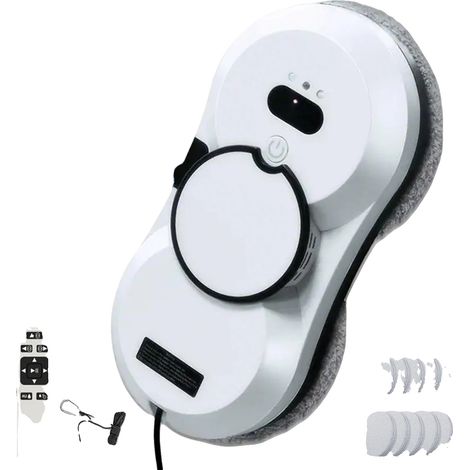Robot limpiacristales, planificación inteligente de rutas, sistemas de seguridad multifuncionales, blanco. (1/2)