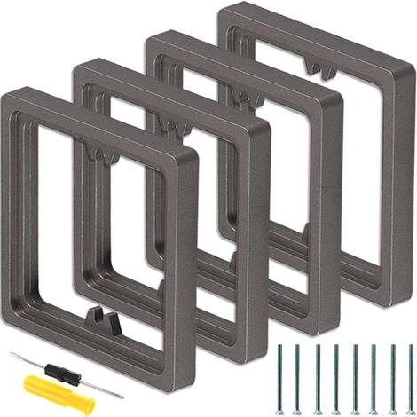 Interrupteur lumineux Entourage 10 mm de profondeur Prise simple Entretoise Entretoise carrée Cadre Plaque de boîtier grise Prise Prise simple, lot de 4 (1/5)