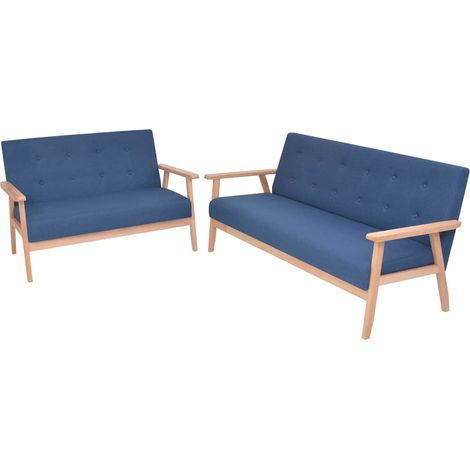 Sofagarnitur 2-tlg. Stoff Blau