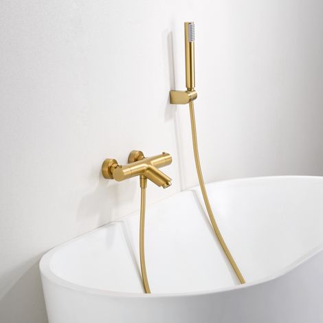 Imex -  Grifo Ducha y Bañera Termostatico Oro Serie Monza
