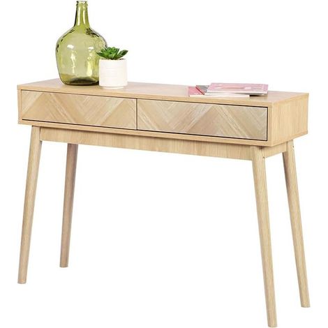 Console 2 tiroirs bois clair - Style scandinave - Meuble d'entrée - Livraison gratuite