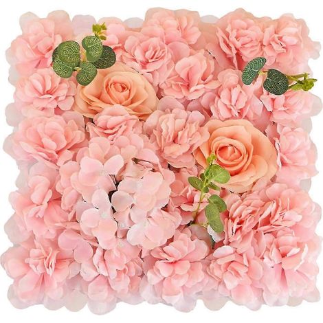 Panneau de fleurs artificielles roses, décor romantique à faire soi-même, panneau floral décoratif, fond photo pour mariage, événement, décoration murale intérieure-Pink (1/5)