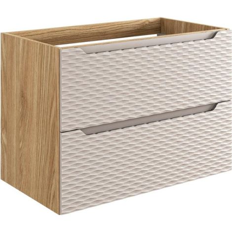 Meuble sous-vasque 80 cm - H 57 x L 80 x P 46 cm - Wavy Beige - Livraison gratuite