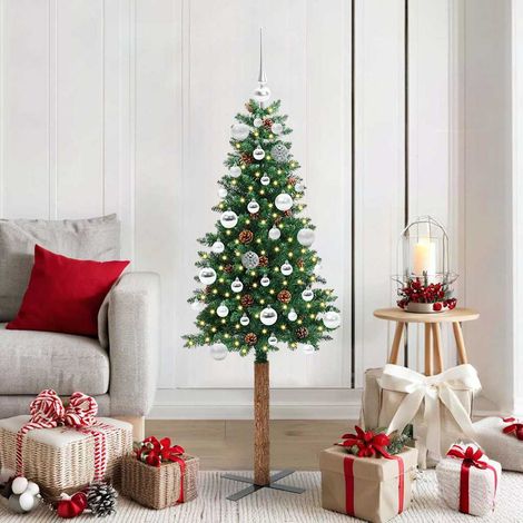 vidaXL Schlanker Weihnachtsbaum mit 150 LEDs mit Ständer Grün 150 cm (1/5)
