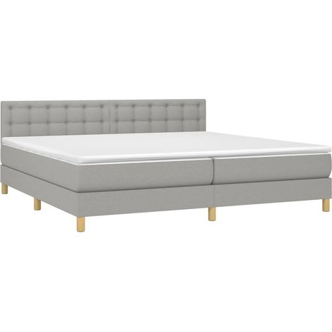 Estructura de cama LED con somier cabecero colchón y cubrecolchón 200x200 cm tela gris claro TDL0207778 (1/5)