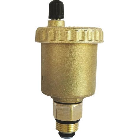 Automatisches Entlüftungsventil M12/17, gebürstetes Messing, vertikaler Auslass, 110 °C, 10 bar, Absperrventil, Heizung (1/5)