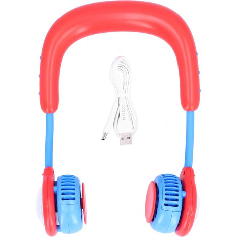 Enfant ventilateur suspendu cou rechargeable USB mini portable électrique pour maison extérieur sport rouge