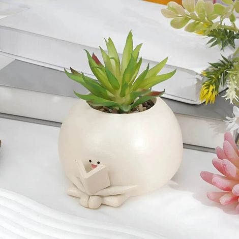 Pot de fleurs en forme de visage, décoration créative pour intérieur féminin